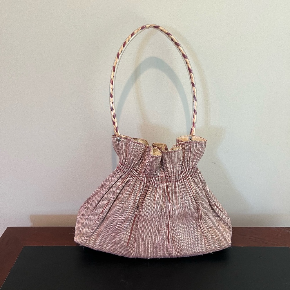 Woven Cinch Top Handbag